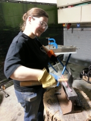 Elizabeth at Blacksmithing Class